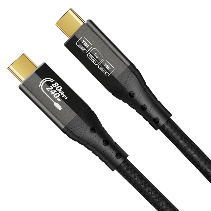 ZIKNYDO USB 4 for Thunderbolt 5 Cable, USB C 80Gbps Data Transfer, 120Gbps Bandwidth for 16K/Dual 8K Displays, PD3.1 240W Charging-1.6FT/0.5m, for Thunderbolt 4, SSD, MacBook M4 Pro/Max, Docking, eGPU - Image 1